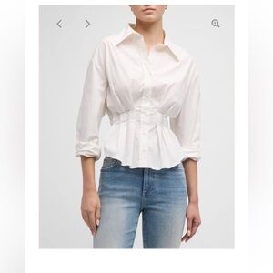 Pistola Julie Pleated White Button-Down Shirt